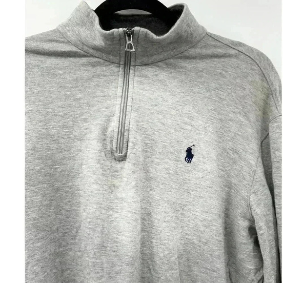 Polo Ralph Lauren Grey 1/4 Zip Long Sleeve Pull Over Sweater Men's Sz M Pony - Picture 2 of 6